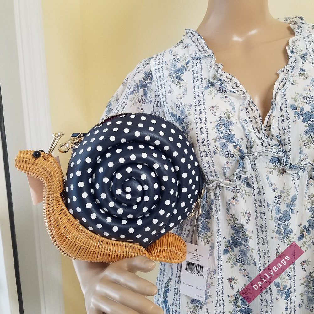 KATE SPADE SNAIL ENCHANTED BLUE CROSSBODY WHITE - Picture 2 of 13